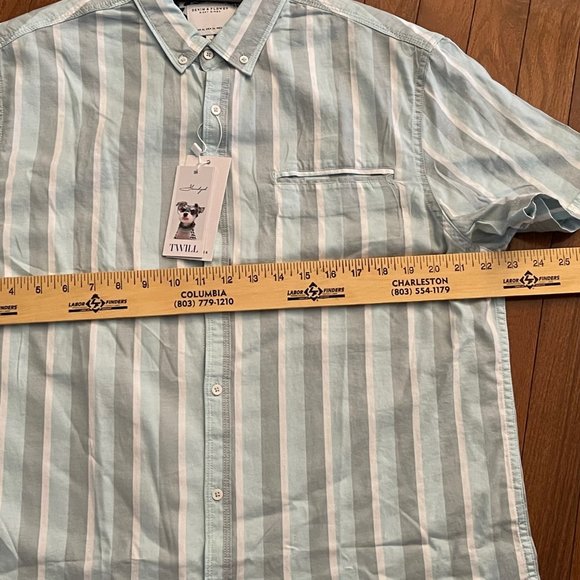 New Denim & Flower Ricky Singh Mint Gray and White Striped Button Down Shirt - Picture 8 of 15
